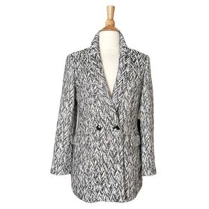BANANA REPUBLIC Double‎ Breasted Jacket Chevron Herringbone Oversized Size S